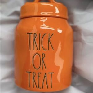 Rae Dunn orange trick or treat canister (baby)